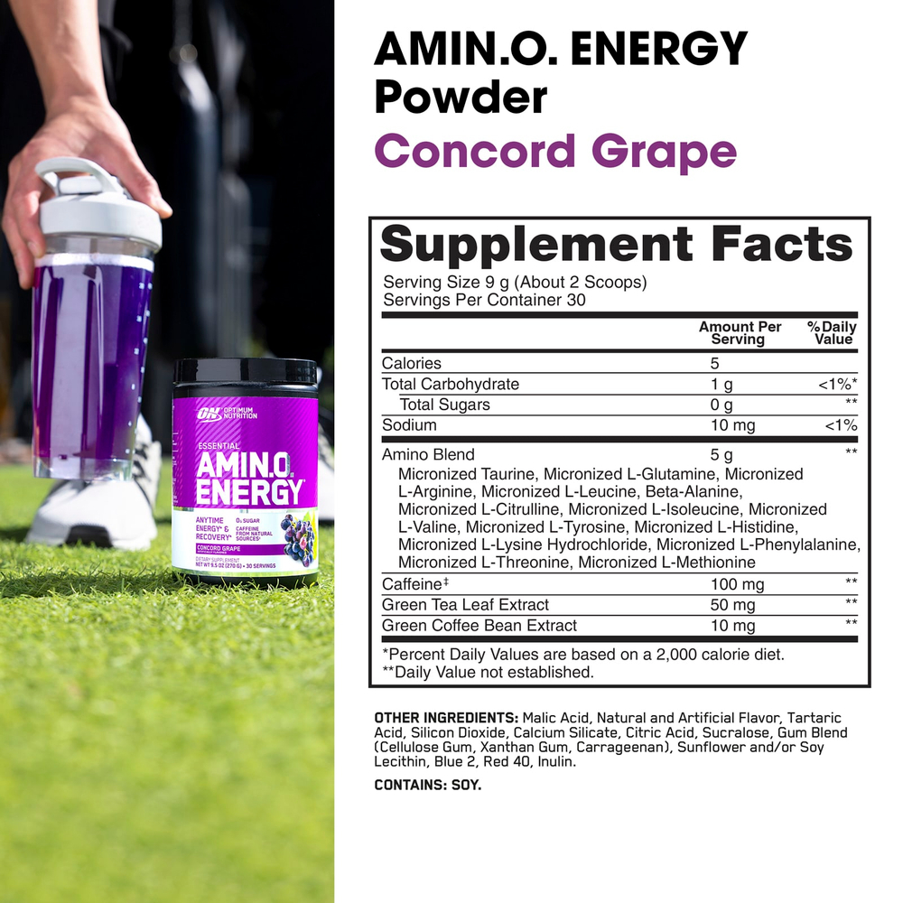Optimum Nutrition, Essential Amin.O. Energy®, виноград «конкорд», 270 г (9,5 унции)