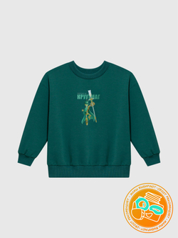 Свитшот детский CROOT Basic Oversize для мальчика, темно-зеленый, хлопок