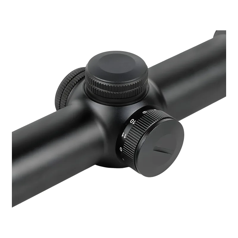 Прицел оптический BRITE LPVO 1-8X24 IR - регулятор подсветки и закрытые крышки барабанчиков ввода поправок