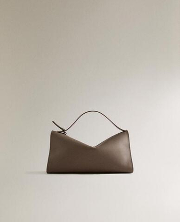 ZARA HOME МИНИ-КОЖАНАЯ СУМКА, СЕРО-КОРИЧНЕВЫЙ