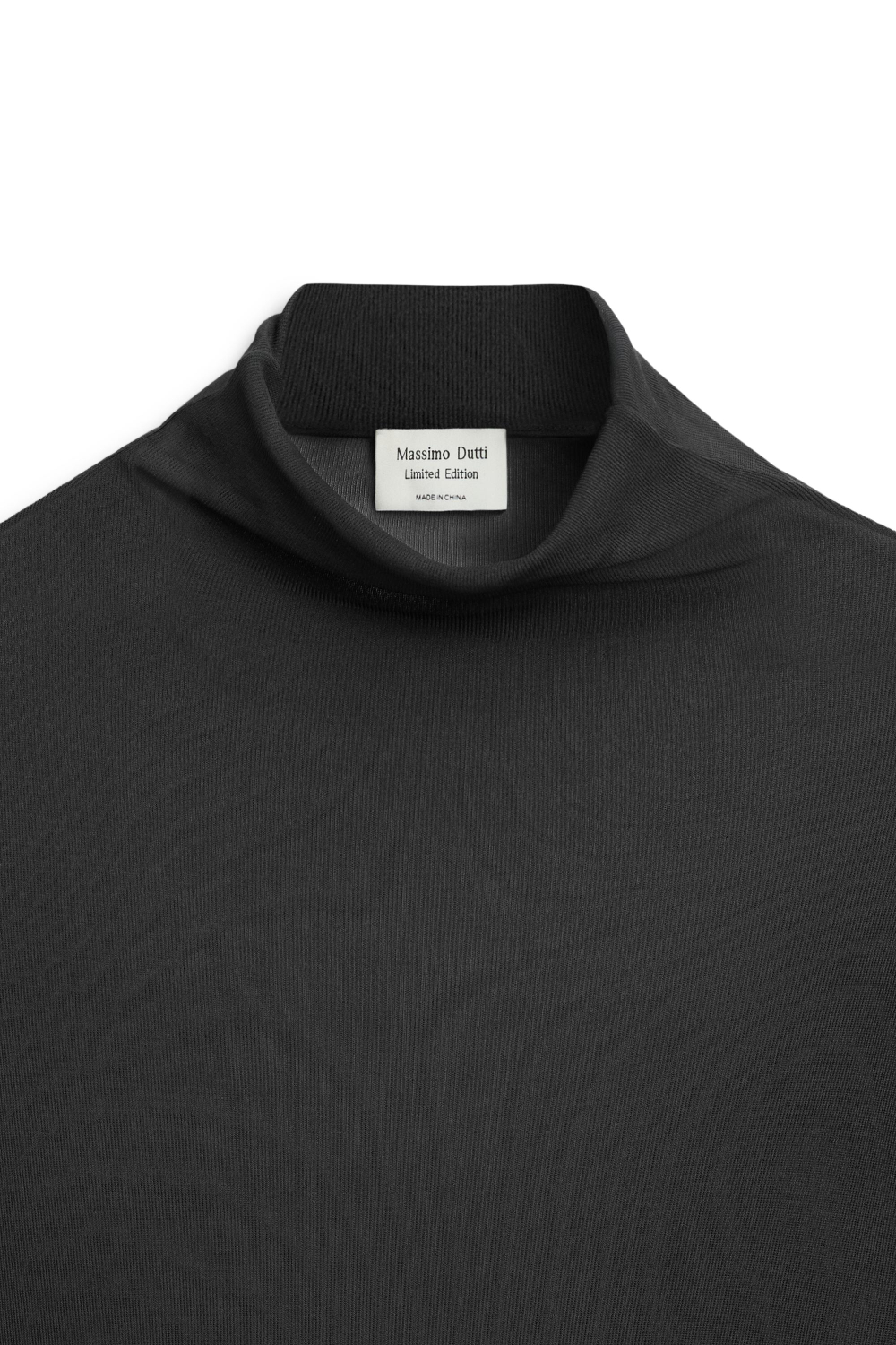 Massimo Dutti Футболка с высоким вротником из 100% шелка - Limited Edition, темно-серый