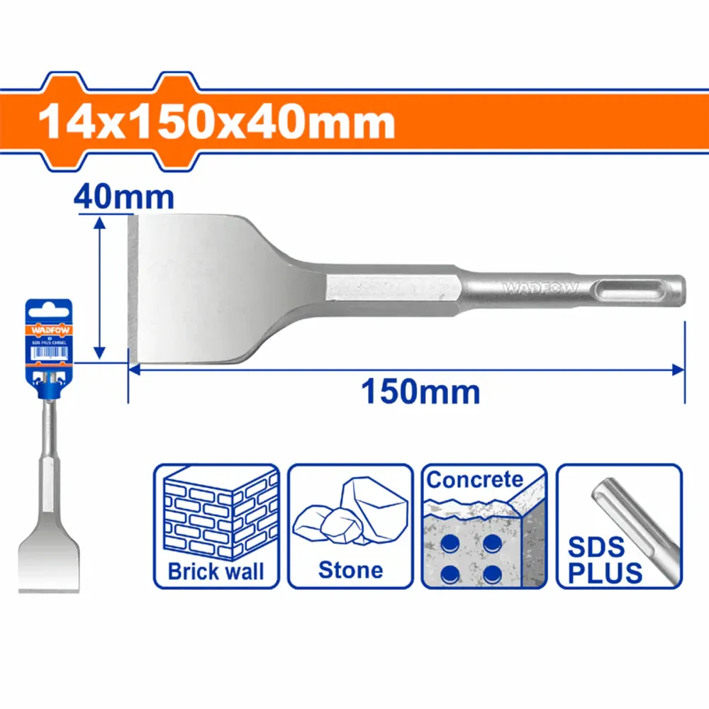 Зубило плоское SDS-Plus WADFOW WGZ21504 14х150х40 мм Зубило плоское SDS-Plus WADFOW WGZ21504 14х150х40 мм