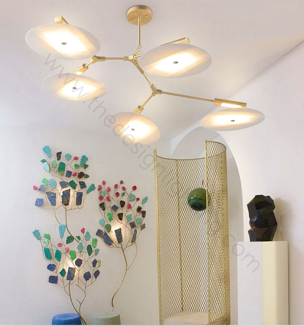 Ceiling design lamp  Branching Discs by Lindsey Adelman (9 lampshades,  Gold)