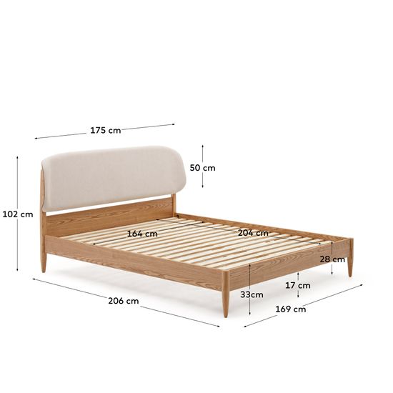 Octavia La Forma Кровать из ясеневой фанеры с белым изголовьем 160 x 200 см