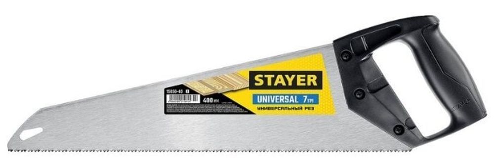 Ножовка универсальная STAYER 450мм, 7TPI, для всех видов материалов