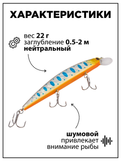 Воблер Минноу Rudla 130 мм 22 г, цвет #07