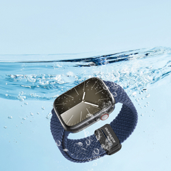 Эластичный ремешок синего цвета (Storm Blue) от Dux Ducis для смарт часов Apple Watch размером 42, 44, 45, 46, 49MM, серия Strap (Mixture Pro Series)