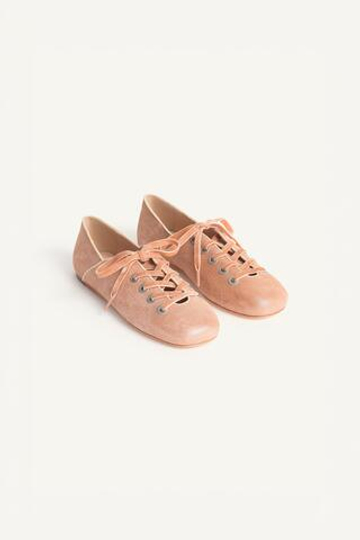 ZARA КОЖАНЫЕ ТУФЛИ НА ШНУРОВКЕ - LIMITED EDITION, РОЗОВЫЙ