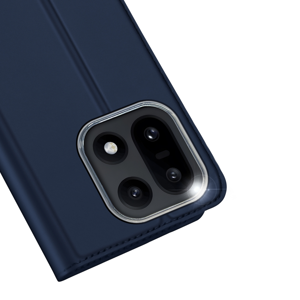 Чехол книжка из кожи синего цвета для OnePlus 15, серия Skin Pro Series от Dux Ducis