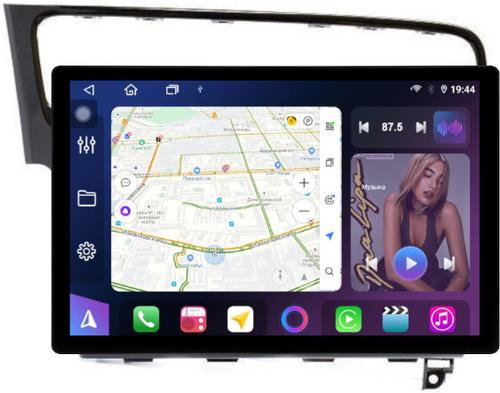 Магнитола для Volkswagen Golf 7 2012-2020 (рамка черный глянец) - FarCar BX877 монитор 13" 2K QLED на Android 13, TS10, 6+128, CarPlay, 4G SIM-слот