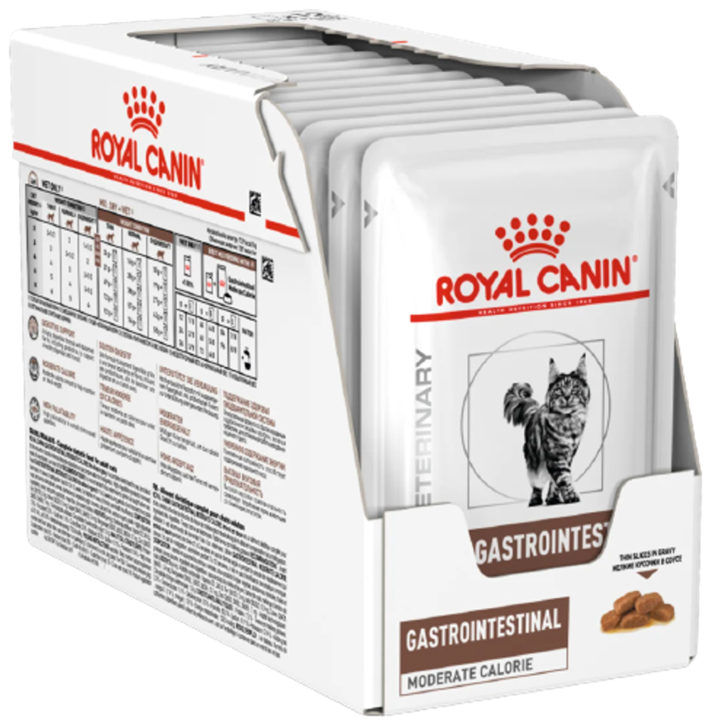 Влажный корм для кошек Royal Canin Gastro Intestinal Moderate Calorie при проблемах с ЖКТ 12 шт. х 85 г (кусочки в желе)