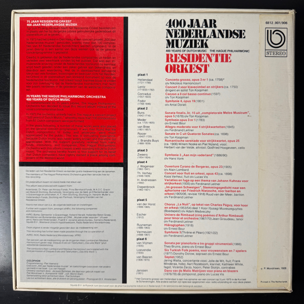 Residentie Orkest ‎– 400 Jaar Nederlandse Muziek 6LP (Голландия 1979г.)