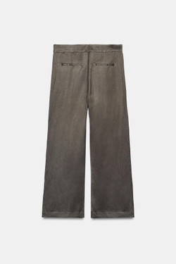 ZARA ШИРОКИЕ БРЮКИ ИЗ САТИНА — ZW COLLECTION, СЕРЫЙ