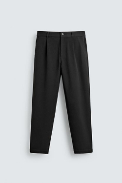 ZARA БРЮКИ STRAIGHT FIT КОМФОРТ, ЧЕРНЫЙ