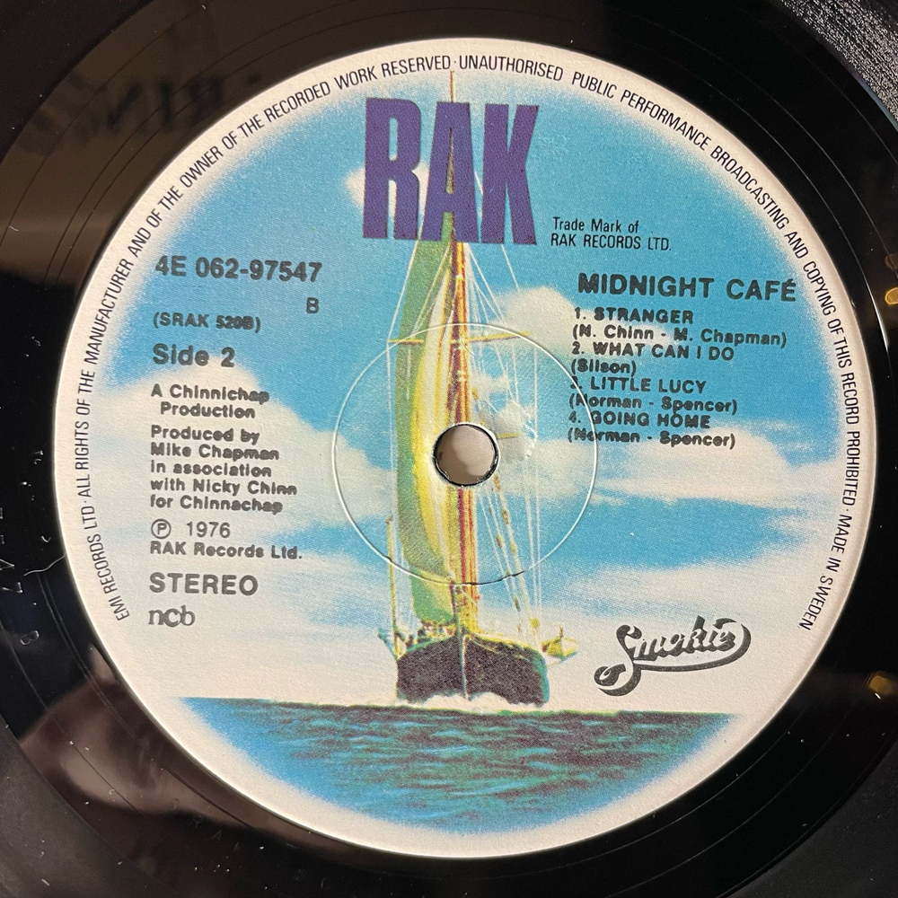 Винтажная виниловая пластинка LP Smokie Smokey Смоуки, Midnight Caf (Швеция 1976)