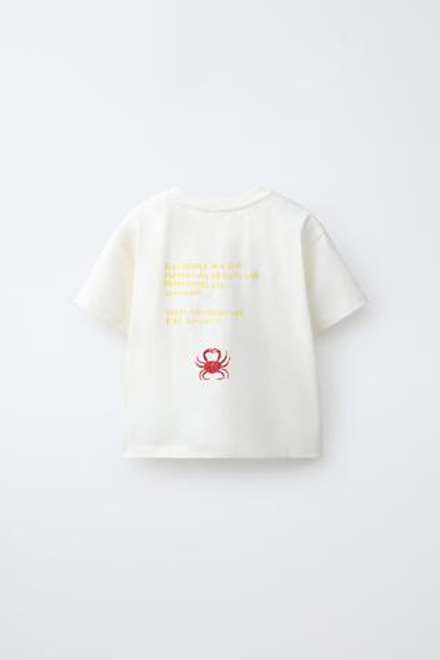 ZARA ФУТБОЛКА С КРАБОМ ISABELLE VANDEPLASSCHE ©, ЖЕЛТОВАТО-БЕЛЫЙ