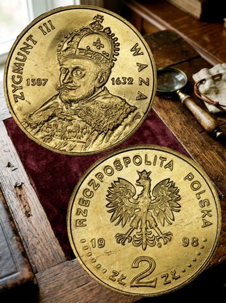 2 злотых 1998 года Польша Сигизмунд III Ваза Копия польской монеты