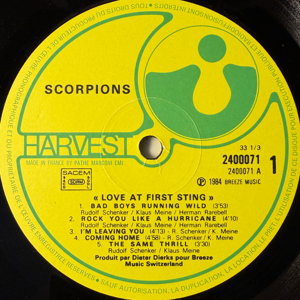 Scorpions ‎– Love At First Sting (Франция 1984г.)