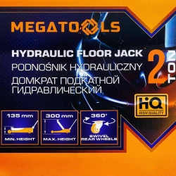Домкрат подкатной гидравлический 2т (h min 135мм, h max 300мм) MEGATOOLS MT-TA82008