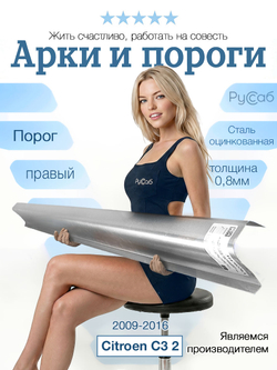 Порог правый Citroen C3 2009-2016 (0,8мм)