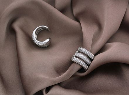 Кафф "Параллели", со стразами