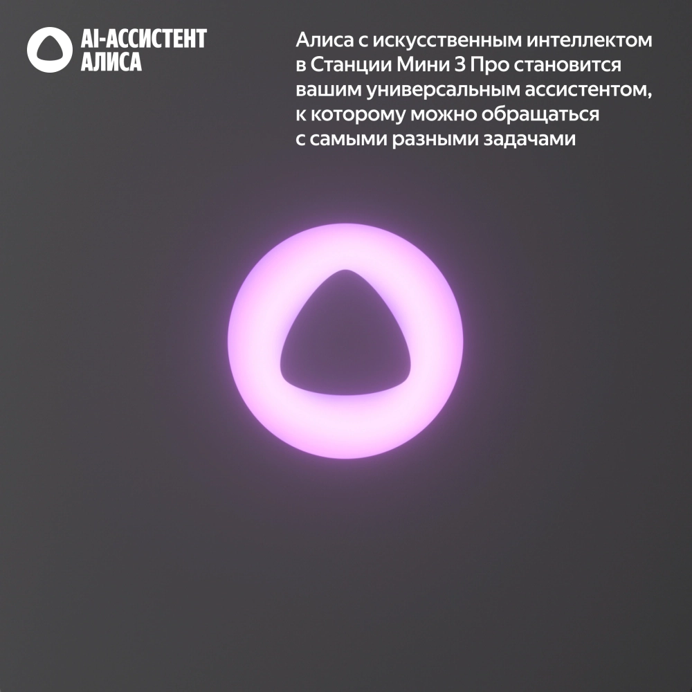 Умная колонка Yandex Станция Мини 3 Про Алиса серый 18W 1.0 BT/Wi-Fi (YNDX-00059GRY)