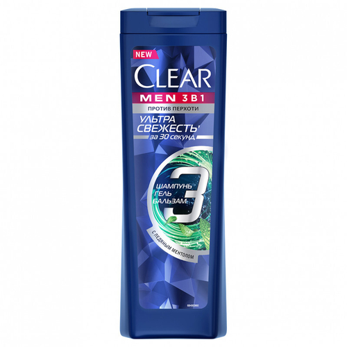 CLEAR MEN Шампунь-бальзам, гель 3в1 Ультра свежесть 400 мл (90646)
