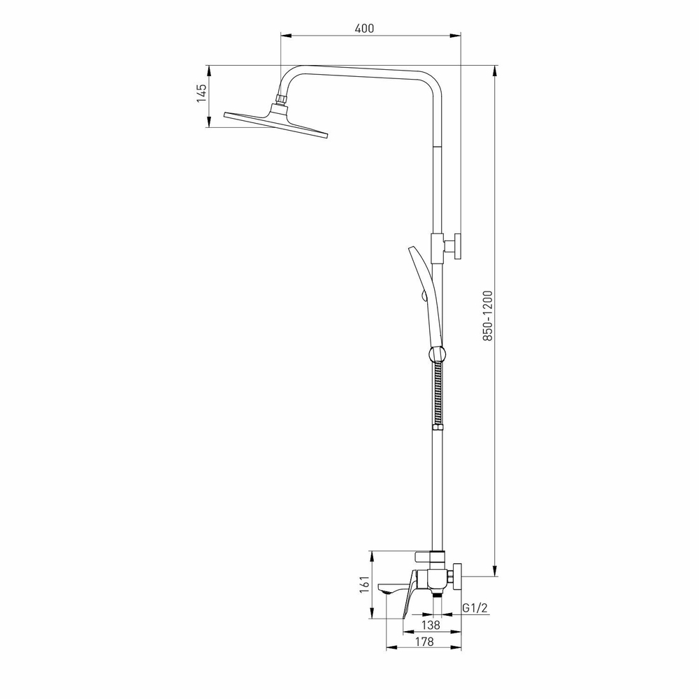 Душевая система 35к MIXLINE МЛ41-06(ML41-06)"Кристалл"излив лейка 3 поз.+лейка"Троп. душ"БЕЛЫЙ/ХРОМ