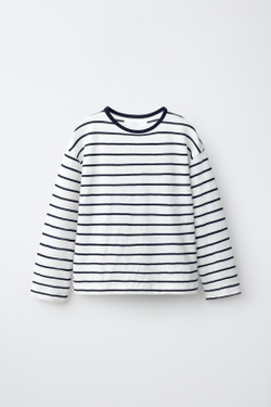 ZARA ФУТБОЛКА SOFT В ПОЛОСКУ, БЕЛЫЙ