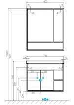 Тумба под раковину AQUATON Флай 80 подвесная, дуб крафт (1A237401FAX10)