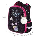 Ранец BRAUBERG LUMINOUS, 2 отделения, с брелоком, "Cats first", СВЕТЯЩИЙСЯ РИСУНОК, 38х29х16 см, 271367