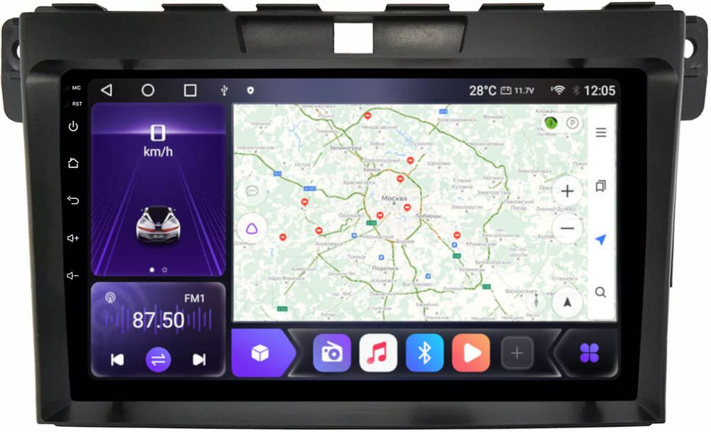 Магнитола для Mazda CX-7 2006-2012 - Kuberg OL-9509 QLed, Android 12, Быстрая, CarPlay, 4G SIM-слот
