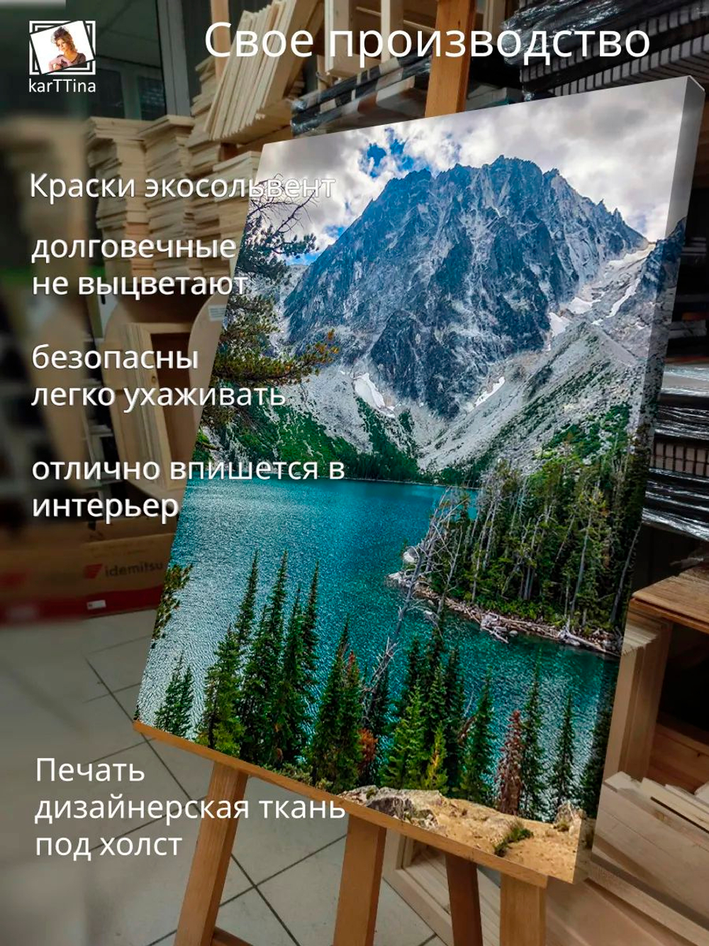 Картина "Озеро Алпайн", интерьерная 50х70см 1шт.