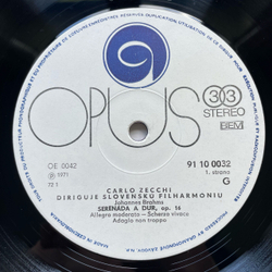 Винтажная виниловая пластинка LP Карло Цекки Carlo Zecchi, Моцарт, Брамс, W. A. Mozart, J. Brahms Sest Nemeckych Tancov / Serenada Pre Orchester (Чехословакия 1972)