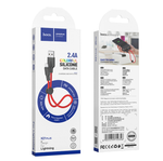 Usb Кабель-зарядка Lightning Hoco X21 Plus 2.4A 25см мягкий силиконовый красный