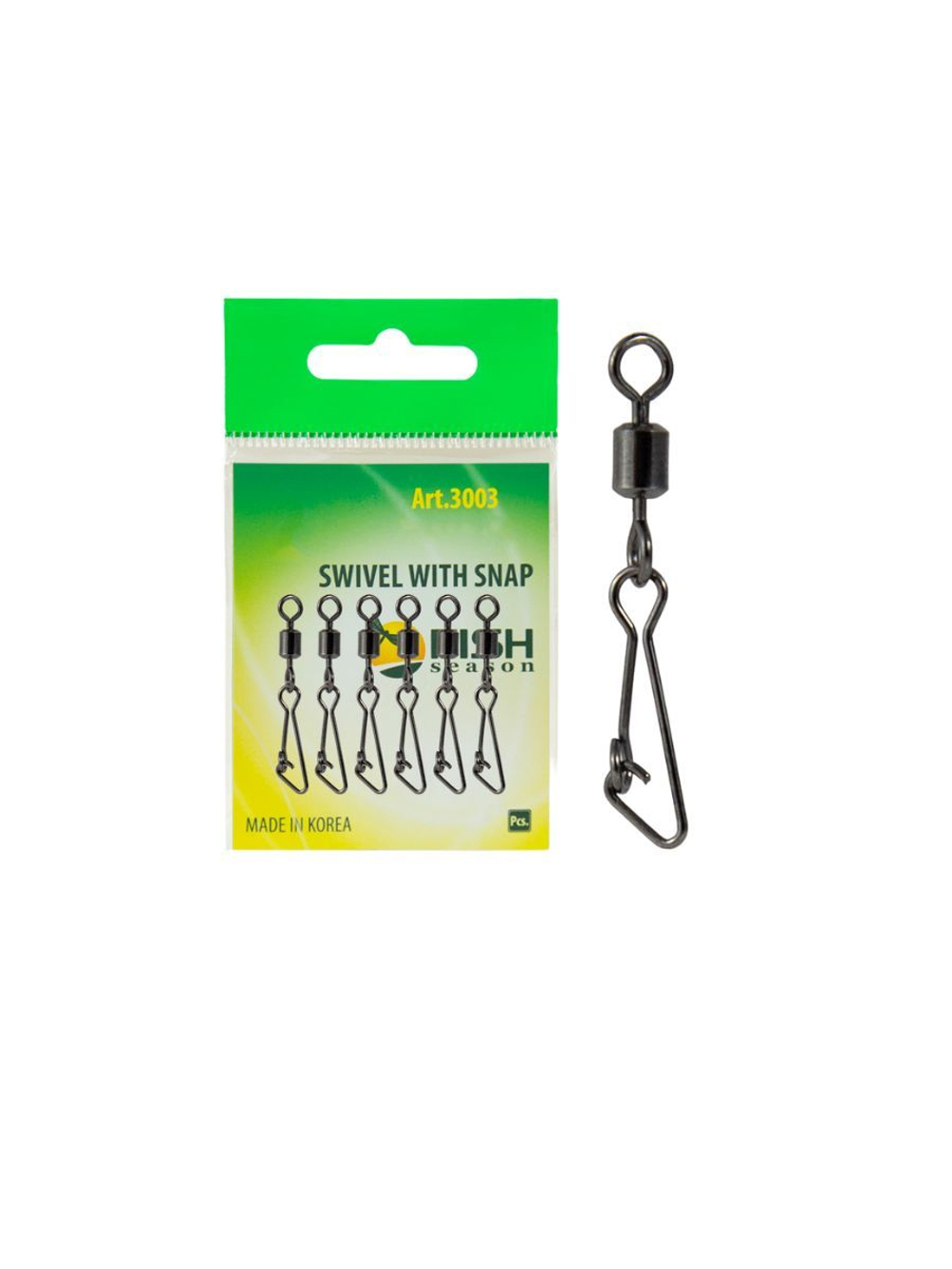 Вертлюжок рыболовный SWIVEL WITH SNAP с застежкой Hooked 3003 №2