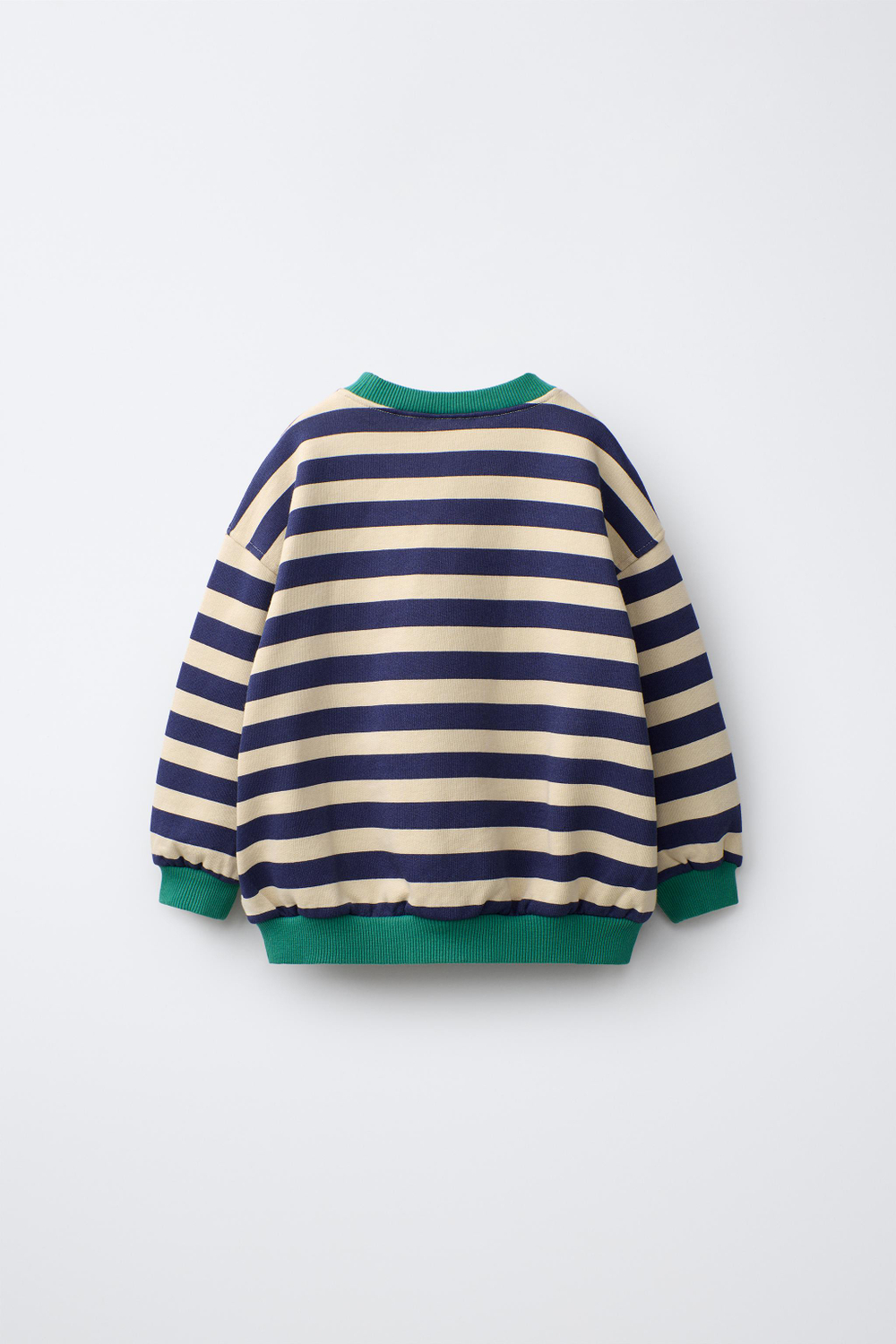 ZARA ТОЛСТОВКА В ПОЛОСКУ С КОНТРАСТНЫМИ ЭЛЕМЕНТАМИ, ЭКРЮ/СИНИЙ