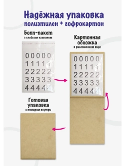 Наклейки цифры от 0 до 9, прямоугольные 27*40мм