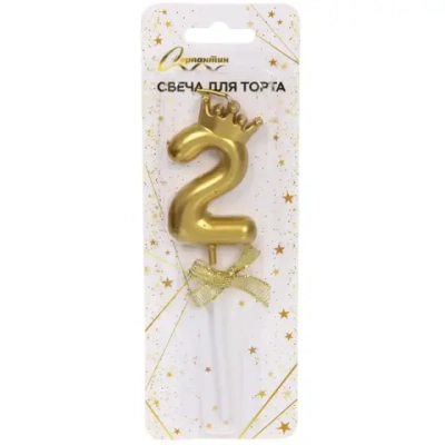 Свеча для торта Цифра Бантик «2» 12.5 см