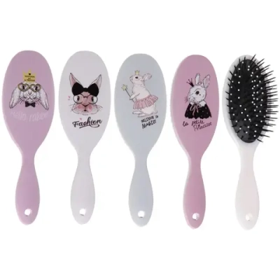 Расчёска массажная «Stylish hair - Кролики», микс 4 вида, овал, 22*7 см