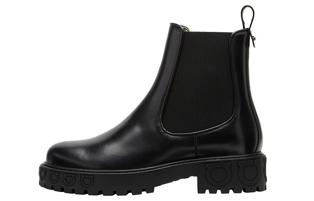 FERRAGAMO GANCINI Short Chelsea Boots Women"s Black