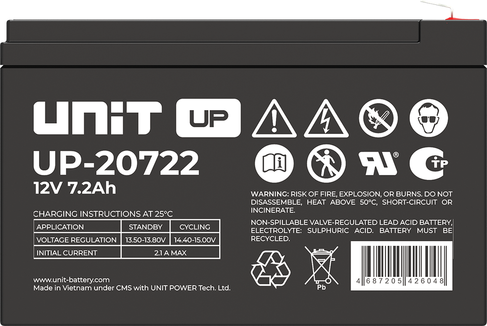 Аккумулятор UNIT UP-20722 - AGM ( 12В / 7,2Ач )