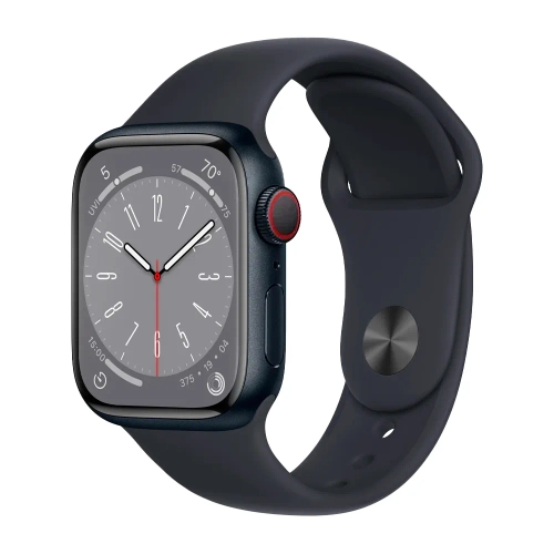 Умные часы Apple Watch Series 8 GPS + Cellular, 41mm, Aluminium Case with Sport Band S/M, Midnight (Тёмная ночь) MNUV3