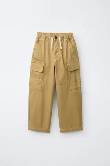 ZARA БРЮКИ КАРГО С КАРМАНАМИ, ГОРЧИЧНЫЙ