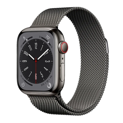 Умные часы Apple Watch Series 8 GPS + Cellular, 41mm, Stainless Steel Case with Graphite Milanese Loop (Графитовый)