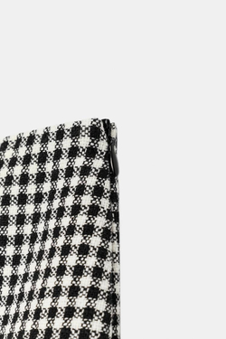 ZARA ЮБКА-ШОРТЫ В КЛЕТКУ, БЕЛЫЙ/ЧЕРНЫЙ