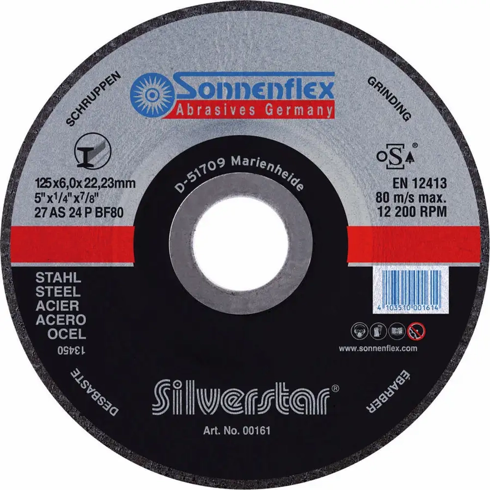 Шлифовальный диск Silverstar 115x6x22,23 AS24 PBF F27 Sonnenflex 00160