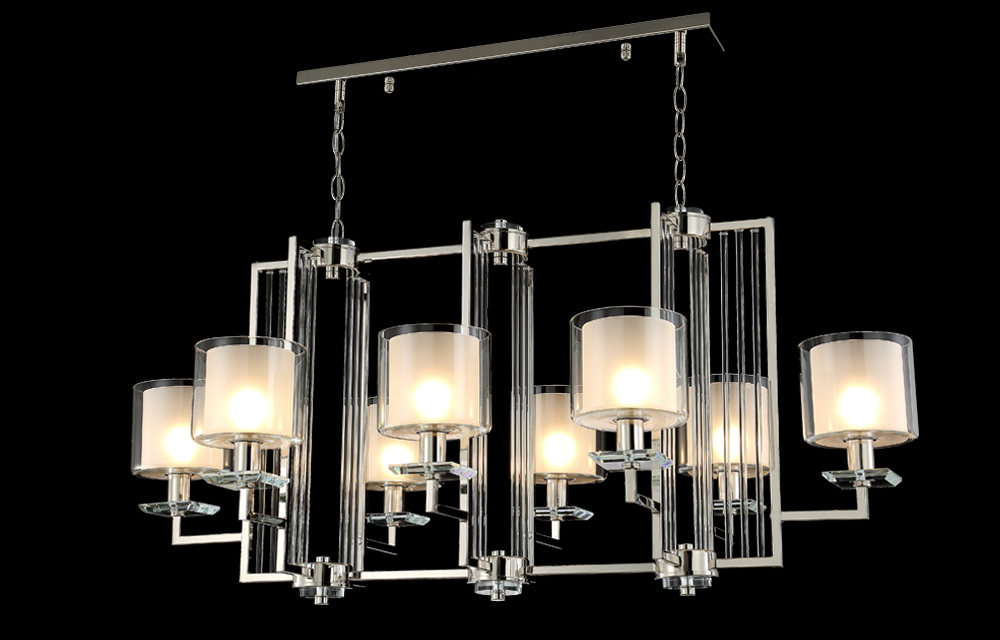 Подвесная люстра Crystal Lux NICOLAS SP8 L1000 NICKEL/WHITE