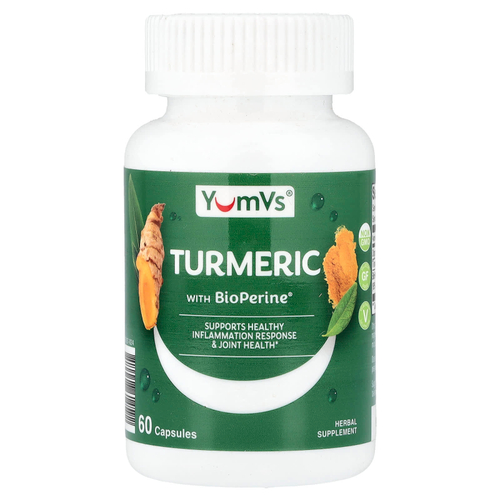 YumVs, куркума с BioPerine®, 60 капсул