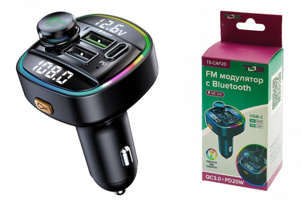 FM модулятор (трансмиттер) автомобильный TDS TS-CAF20 Bluetooth